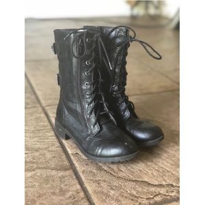 Black combat boots